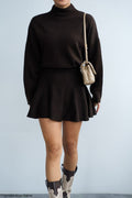Brown wool set of top and skirt